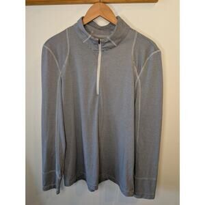 Toad&Co On Rush Quarter Zip Pullover Navy White Micro Stripe Organic Med